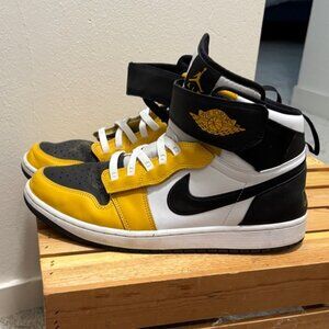 Jordan Men's Black, Yellow, and White Sneakers with Velcro strap